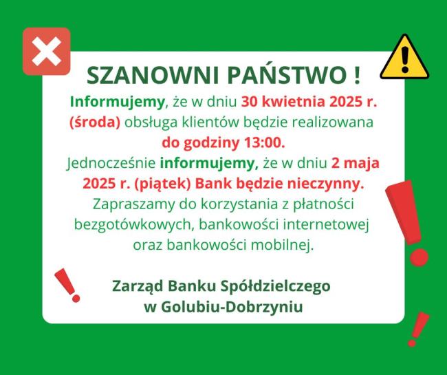 Praca Banku 31.04 i 02.05